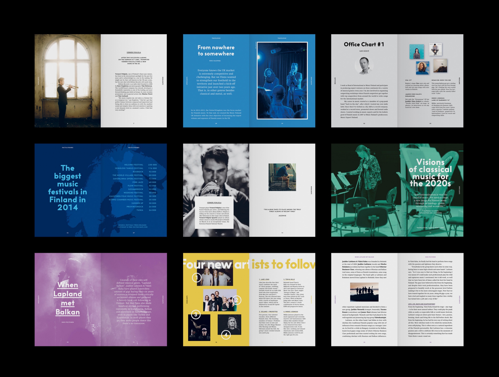 Music Finland Magazine - nice Magazine spread out of the issues Music Finland Magazine - nice Magazine spread out of the issues