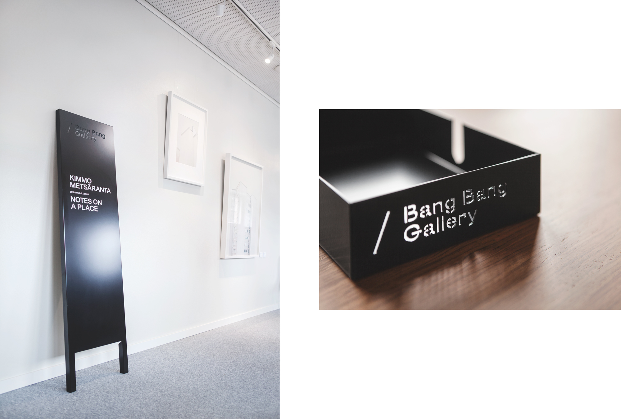 Agency Leroy Bang Bang Gallery - logo application in business card holder and cupboard sign Agency Leroy Bang Bang Gallery - logo application in business card holder and cupboard sign